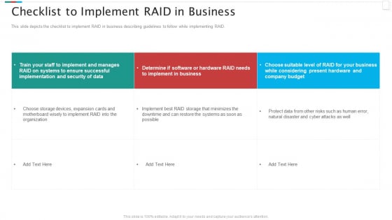 Redundant Array Of Independent Disks Storage IT Checklist To Implement RAID In Business Formats PDF Redundant Array Of Independent Disks Storage IT Checklist To Implement RAID In Business Formats PDF