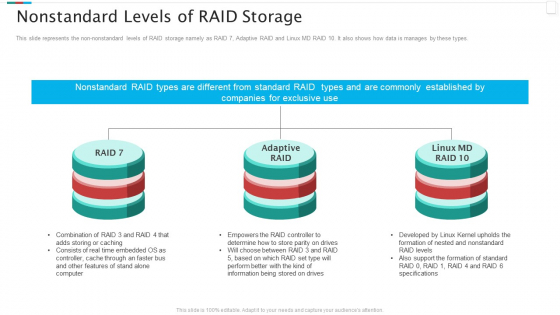 Redundant Array Of Independent Disks Storage IT Nonstandard Levels Of RAID Storage Icons PDF Redundant Array Of Independent Disks Storage IT Nonstandard Levels Of RAID Storage Icons PDF