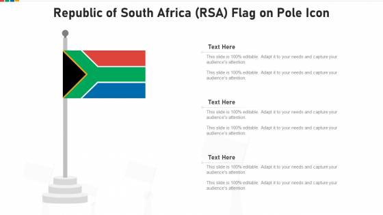 Republic Of South Africa RSA Flag On Pole Icon Introduction PDF