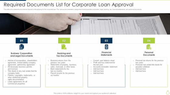 Required Documents List For Corporate Loan Approval Clipart PDF