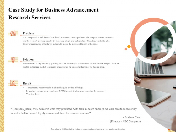 Research Advancement Services Case Study For Business Advancement Research Services Inspiration PDF Research Advancement Services Case Study For Business Advancement Research Services Inspiration PDF