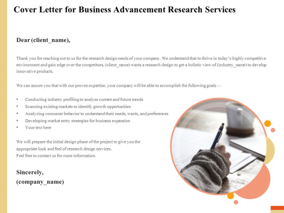 Research Advancement Services Cover Letter For Business Advancement Research Services Elements PDF