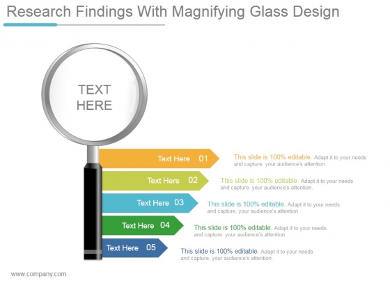 research findings with magnifying glass design ppt powerpoint research powerpoint template