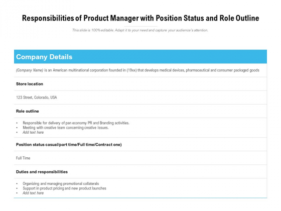 Responsibilities Of Product Manager With Position Status And Role Outline Ppt PowerPoint Presentation File Mockup PDF Responsibilities Of Product Manager With Position Status And Role Outline Ppt PowerPoint Presentation File Mockup PDF
