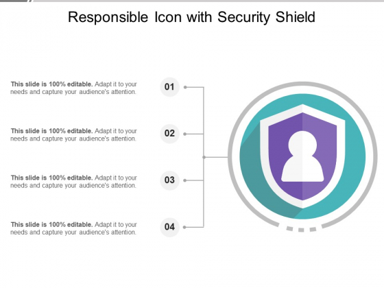 Responsible Icon With Security Shield Ppt PowerPoint Presentation File Background Image PDF
