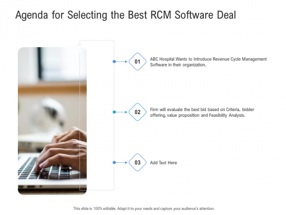 Revenue Cycle Management Deal Agenda For Selecting The Best RCM Software Deal Slides PDF