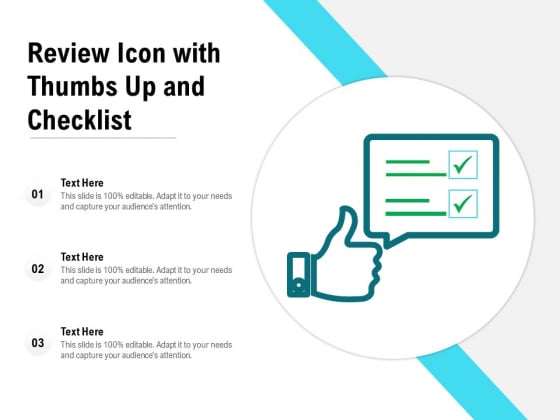 Review Icon With Thumbs Up And Checklist Ppt PowerPoint Presentation File Guide PDF