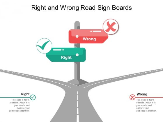 Right And Wrong Road Sign Boards Ppt Powerpoint Presentation Pictures Visual Aids