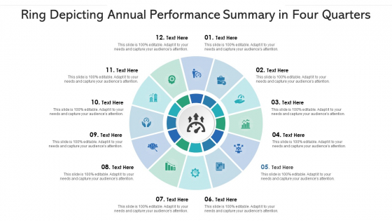 Ring Depicting Annual Performance Summary In Four Quarters Ppt Gallery Design Inspiration PDF