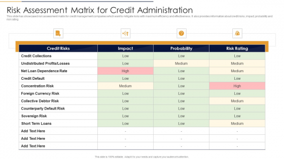 Risk Assessment Matrix For Credit Administration Rules PDF