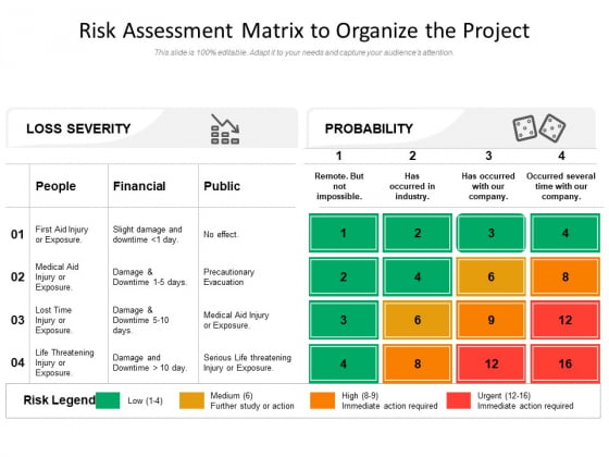 Risk Assessment Matrix To Organize The Project Ppt PowerPoint Presentation Infographic Template Inspiration PDF