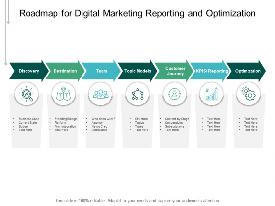 Roadmap For Digital Marketing Reporting And Optimization Ppt PowerPoint Presentation Outline Mockup