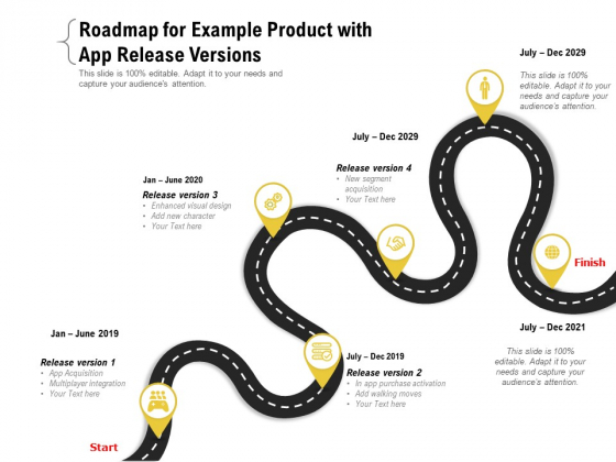 Roadmap For Example Product With App Release Versions Ppt PowerPoint Presentation Gallery Format PDF Roadmap For Example Product With App Release Versions Ppt PowerPoint Presentation Gallery Format PDF