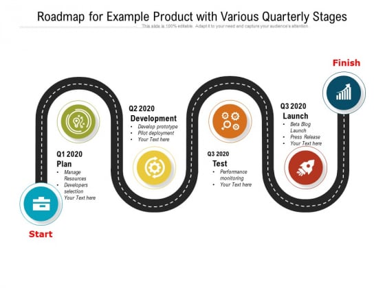 Roadmap For Example Product With Various Quarterly Stages Ppt PowerPoint Presentation File Example PDF Roadmap For Example Product With Various Quarterly Stages Ppt PowerPoint Presentation File Example PDF