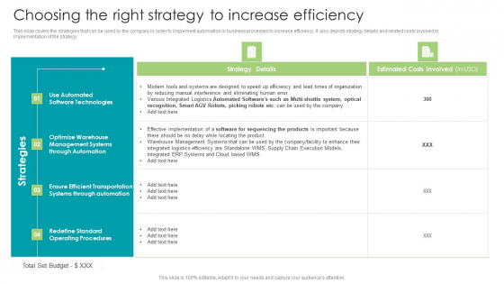 Robotic Process Automation Choosing The Right Strategy To Increase Efficiency Slides PDF