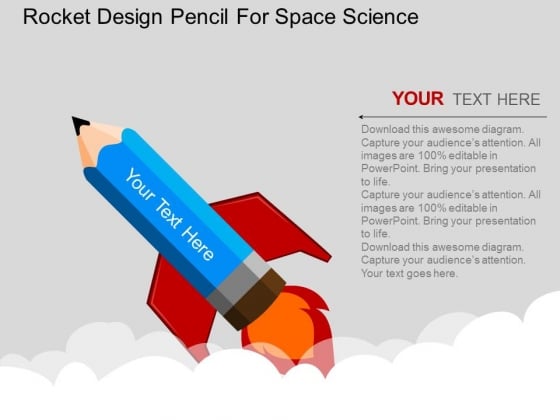 Rocket Design Pencil For Space Science PowerPoint Template