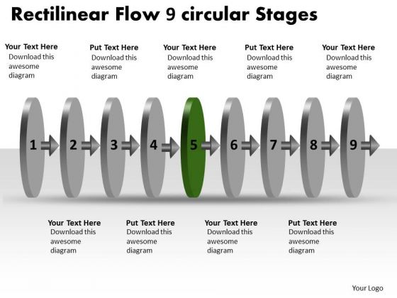 Rectilinear Flow 9 Circular Stages Charts PowerPoint Templates Rectilinear Flow 9 Circular Stages Charts PowerPoint Templates