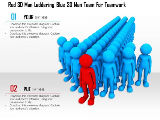 Red 3d Man Laddering Blue 3d Man Team For Teamwork