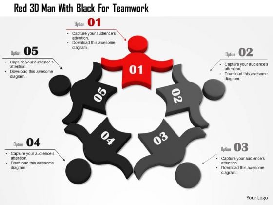 Red 3d Man With Black For Teamwork Red 3d Man With Black For Teamwork