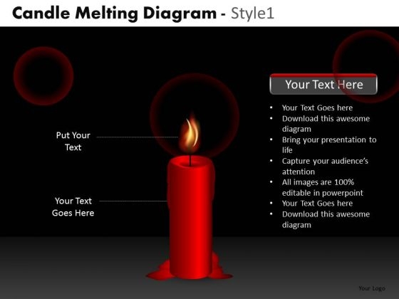 Red Candle Melting Diagram PowerPoint Slides And Ppt Diagram Templates