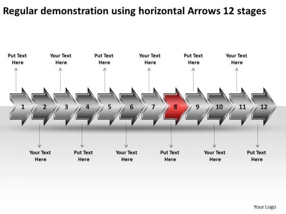 Regular Demonstration Using Horizontal Arrows 12 Stages Planning Flow Chart PowerPoint Slides Regular Demonstration Using Horizontal Arrows 12 Stages Planning Flow Chart PowerPoint Slides