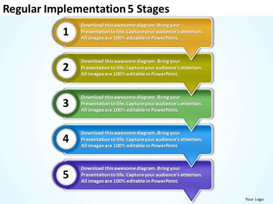 Regular Implementation 5 Stages Open Source Flowchart PowerPoint Slides