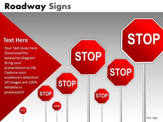 Roadway Red Stop Signs PowerPoint Slides And Editable Ppt Templates Roadway Red Stop Signs PowerPoint Slides And Editable Ppt Templates
