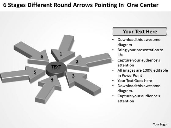 Round Arrows Pointing One Center Small Business Plan Template Free PowerPoint Slides Round Arrows Pointing One Center Small Business Plan Template Free PowerPoint Slides