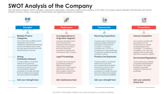 SWOT Analysis Of The Company Infographics PDF