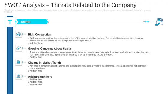 SWOT Analysis Threats Related To The Company Ppt Infographic Template Example Introduction PDF