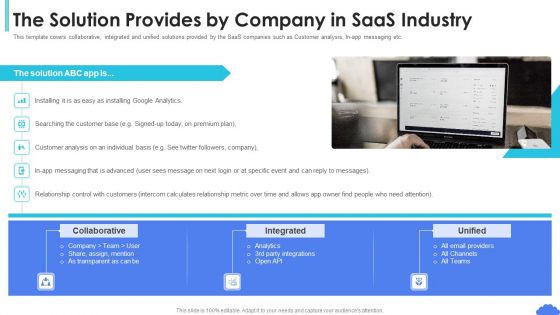 Saas Sales Pitch Deck The Solution Provides By Company In Saas Industry Ppt Icon Graphics Pictures PDF Saas Sales Pitch Deck The Solution Provides By Company In Saas Industry Ppt Icon Graphics Pictures PDF