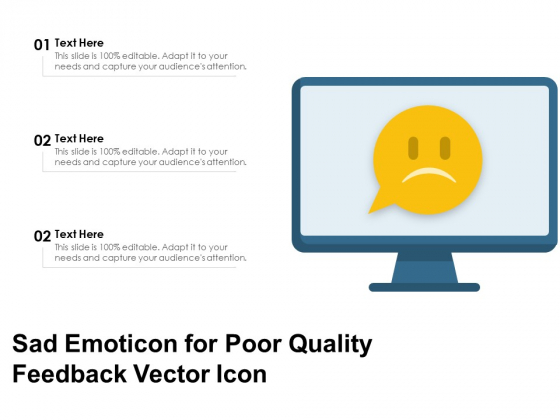 Sad Emoticon For Poor Quality Feedback Vector Icon Ppt PowerPoint Presentation Summary Aids PDF