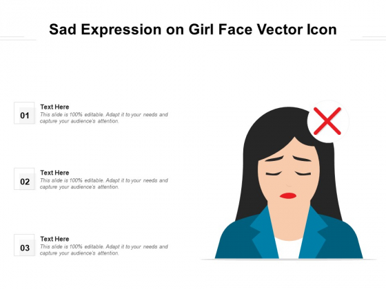 Sad Expression On Girl Face Vector Icon Ppt PowerPoint Presentation Gallery Professional PDF