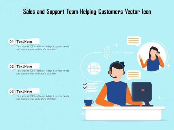 Sales And Support Team Helping Customers Vector Icon Ppt PowerPoint Presentation Model Picture PDF