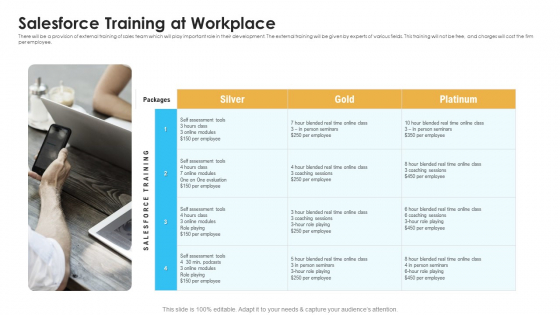 Sales Assistance Boost Overall Efficiency Salesforce Training At Workplace Template PDF