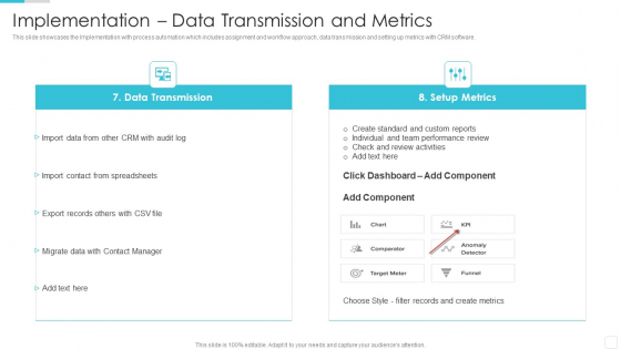 Sales CRM Cloud Solutions Deployment Implementation Data Transmission And Metrics Brochure PDF
