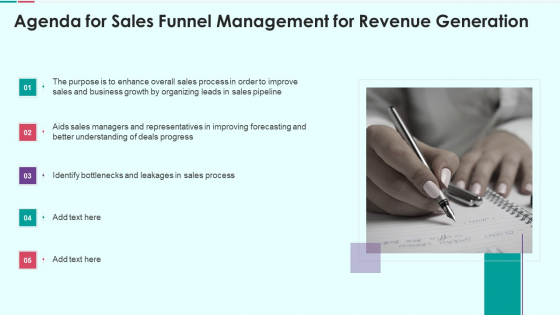 Sales Funnel Management For Revenue Generation Agenda For Sales Funnel Management Professional PDF