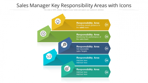 Sales Manager Key Responsibility Areas With Icons Ppt PowerPoint Presentation Icon Show PDF