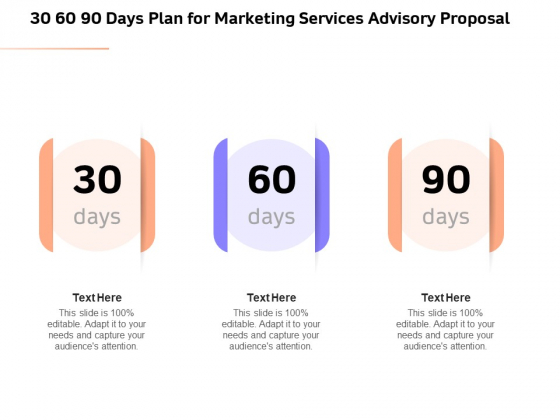 Sales Strategy Consulting 30 60 90 Days Plan For Marketing Services Advisory Proposal Background PDF