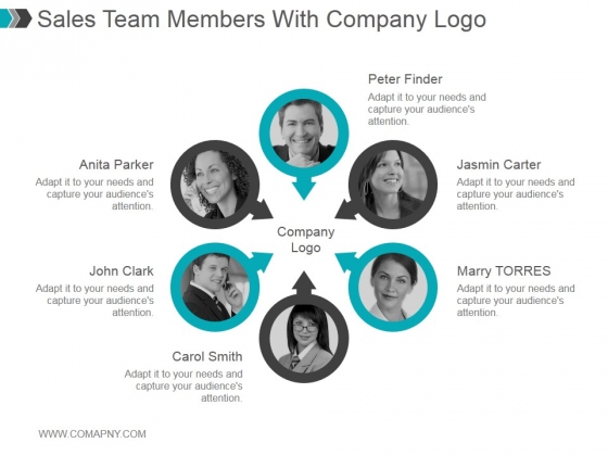 Sales Team Members With Company Logo Ppt PowerPoint Presentation Slide Download