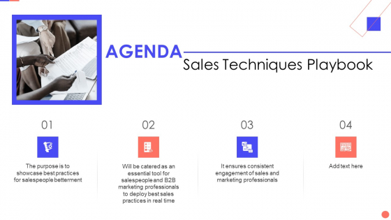 Sales Techniques Playbook Agenda Themes PDF