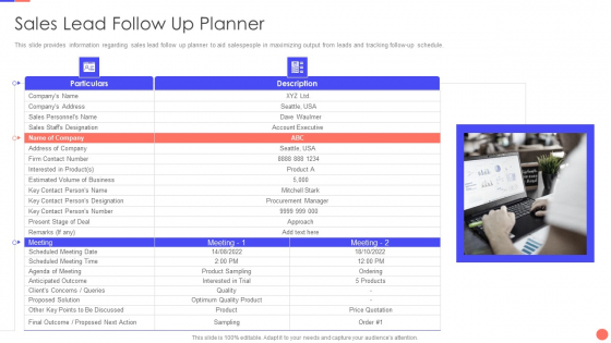 Sales Techniques Playbook Sales Lead Follow Up Planner Graphics PDF
