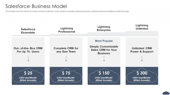 Salesforce Business Model Pitch Deck Of Salesforce Elevator Fundraising Demonstration PDF