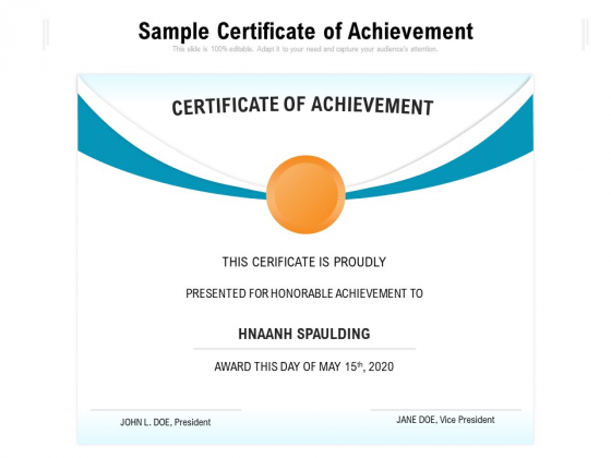Sample Certificate Of Achievement Ppt PowerPoint Presentation Gallery Guidelines PDF Sample Certificate Of Achievement Ppt PowerPoint Presentation Gallery Guidelines PDF