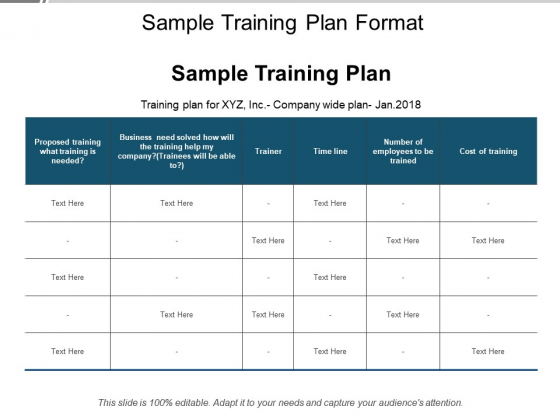 sample training plan format ppt powerpoint presentation training format sample