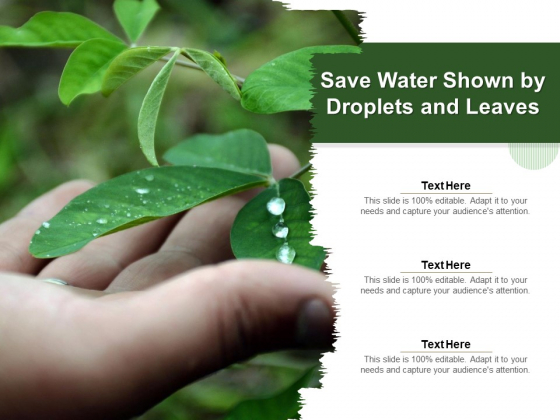 Save Water Shown By Droplets And Leaves Ppt PowerPoint Presentation File Themes PDF