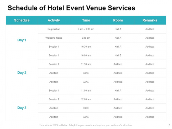 Schedule Of Hotel Event Venue Services Ppt PowerPoint Presentation Slides Professional