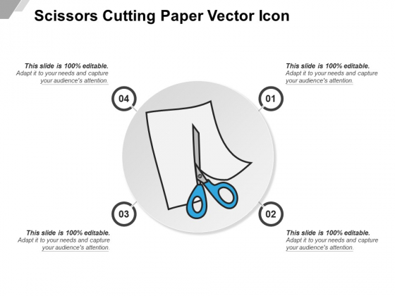 Scissors Cutting Paper Vector Icon Ppt PowerPoint Presentation Styles Influencers PDF