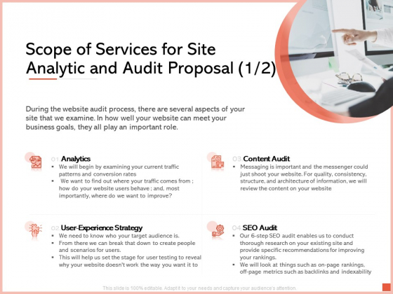 Scope Of Services For Site Analytic And Audit Proposal Content Ppt Infographics Master Slide PDF Scope Of Services For Site Analytic And Audit Proposal Content Ppt Infographics Master Slide PDF