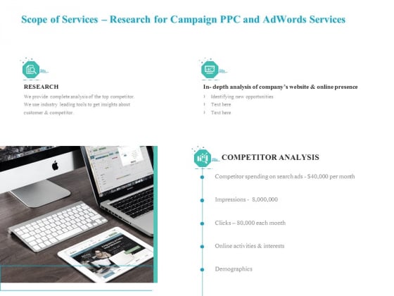 Scope Of Services Research For Campaign PPC And Adwords Services Background PDF Scope Of Services Research For Campaign PPC And Adwords Services Background PDF